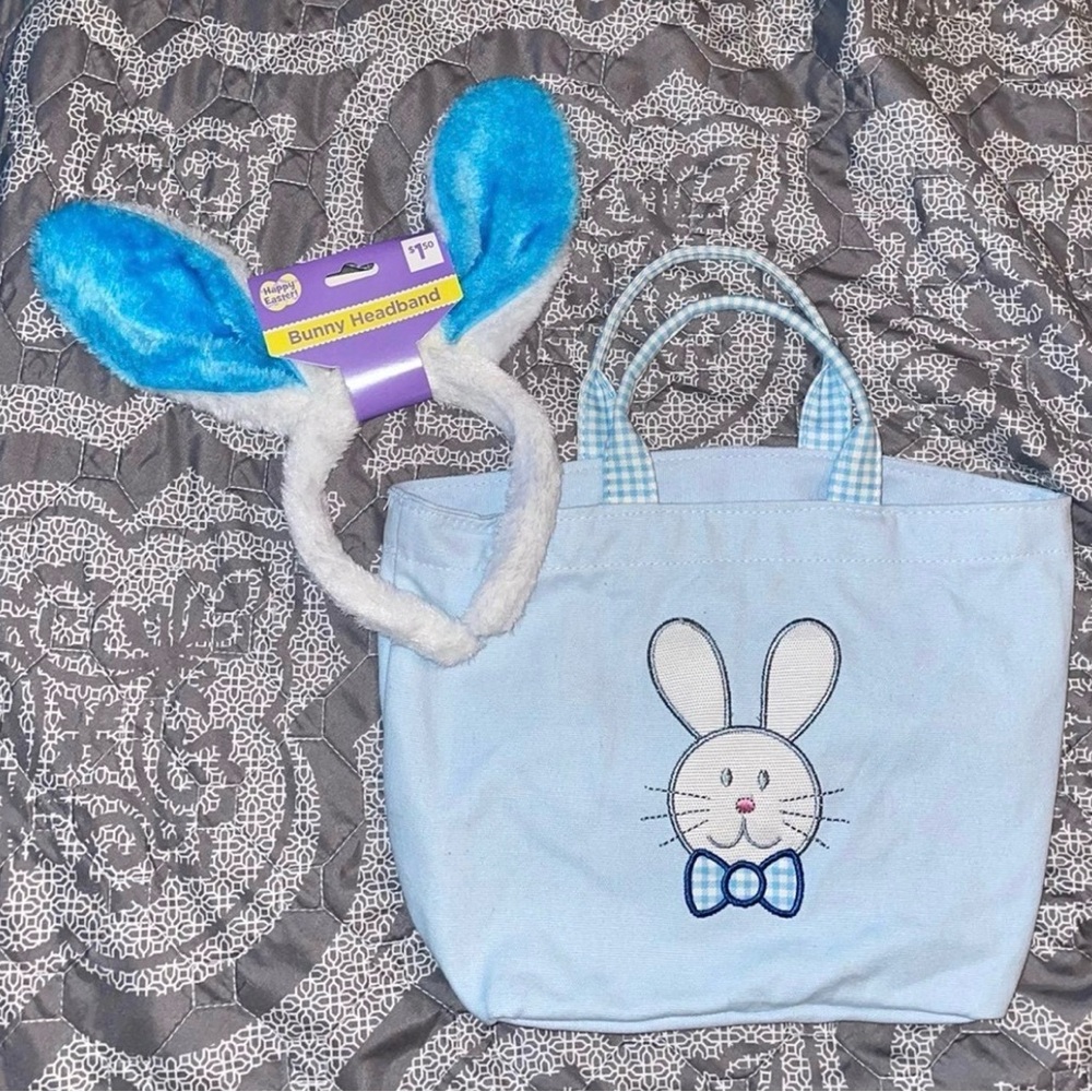 aster Bunny Bag and Bunny Ears, Light Blue